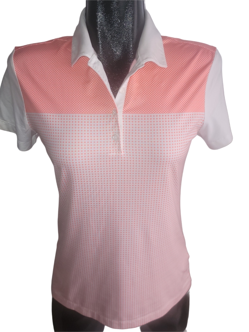 Nike Golf Tour Performance Peach And White Dri-fit Athletic Polo Top Size S